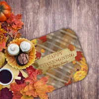 Fall Pumpkins And Foliage On Plaid Thanksgiving Paper Plates