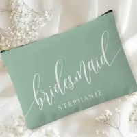 Dusty Mint Bridesmaid Modern Calligraphy Accessory Pouch