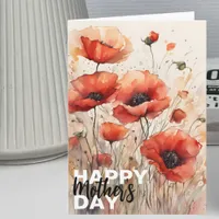 Charming Artistic Red Poppies Mother's Day Card