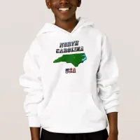 North Carolina Map Outline, Photo & US Flag Text  Hoodie