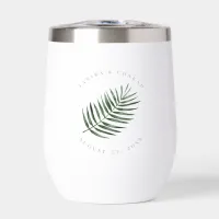 Lush Palm Leaf Wedding Moss Green ID956 Thermal Wine Tumbler