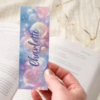 Pastel Sparkle Bubbles Glitter Personalized Bookmarks