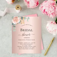 Bridal Shower floral rose gold eucalyptus budget Flyer