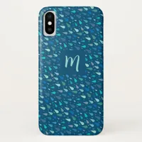 Blue raindrops monogram iPhone x case