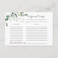 3.5"x5" Eucalyptus Bridal Shower Recipe Card