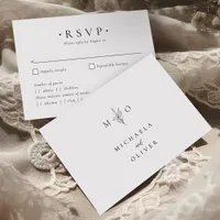 Modern Minimalist Botanical Elegant Script Wedding RSVP Card
