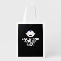 Eat Drink Scary Boo Halloween Design Creative Casu Grocery Bag