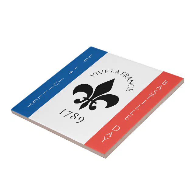 Bastille Day Fleur-de-Lis Tricolore France Flag Ceramic Tile