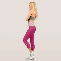 Beetroot Purple & Pink Hearts Monogram & Name  Capri Leggings