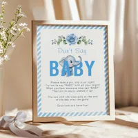 Elephant Baby Shower Game Poster – “Don’t Say Baby