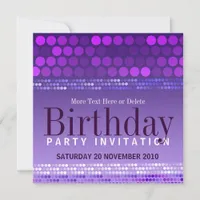 Funky Purple Pink Party Birthday Invitation