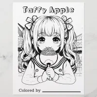 Color Me Page for Kids | Taffy Apple Anime Girl