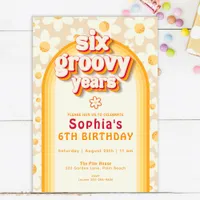 Six Groovy Years 6th Birthday Invitation | Retro D