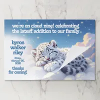 Cute Snow Leopard Cub Sleeps in Clouds Baby Shower Paper Pad