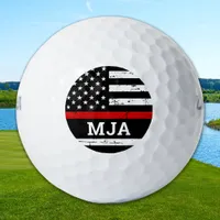 Firefighter Custom Monogram US Flag Thin Red Line Golf Balls