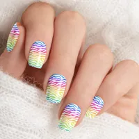 Rainbow Zebra Stripes Animal Print Colorful Minx Nail Art