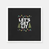 Let's Get Lit Funny Christmas Drinking Lights Napkins