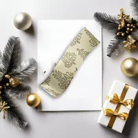 Beige Vintage Christmas Text Script Holiday Satin Ribbon