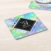 Elegant 24th Opal Wedding Anniversary Celebration Square Paper Coaster