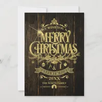 Business or Personal Rustic Christmas Gold ID550 Holiday Card