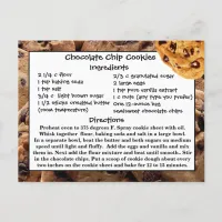 Chocolate Chip Cookies Recipe Card  Postcard