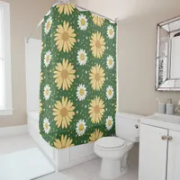 Charming Daisy Collection Versatile Floral Pattern Shower Curtain