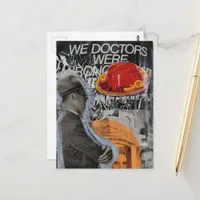 Man with floating dessert collage postcard