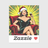 Wine Humor Retro Pop Art Christmas Sticker