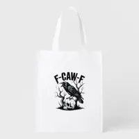 Halloween F-Caw-F Bird Crow Women Men Retro Classi Grocery Bag