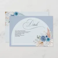 Rustic Calligraphy Boho Dusty Blue Pampas Details Enclosure Card