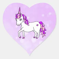 Purple Rainbow Horned  Unicorn Heart Heart Sticker