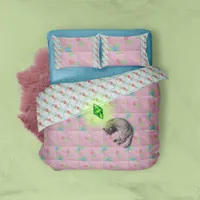 Gamer Sims 2 Pastel Pink Floral Illustration Duvet Cover