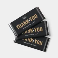 Elegant Black Custom Logo Customer Appreciation Hershey Bar Favors