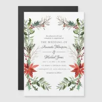 Evergreen - Wintertide Woodland Christmas Wedding Magnetic Invitation