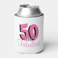 Trendy Typography 50 and Fabulous Pink Can Cooler