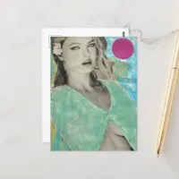A Gorgeous Woman Mixed Media Collage Postcard