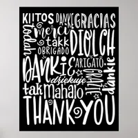 Thank You Multi Languages Company White on Black Poster