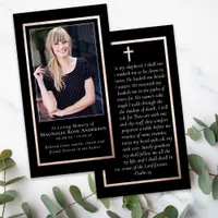 Simple Gold Frame Cross Memorial Prayer Card