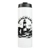 Black and White Lighthouse Beach Life Thermal Tumbler