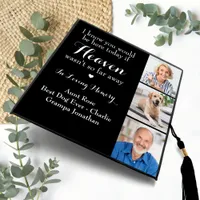 Memorial Modern Remembrance Personalized 3 Photo Graduation Cap Topper
