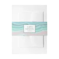 Agate Geode Glitter Wedding Teal ID647 Invitation Belly Band