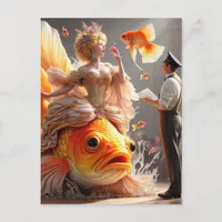 Surreal Goldfish Couture Holiday Postcard