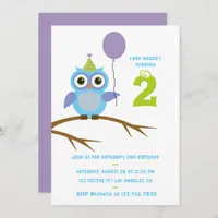 Any Age Cute Owl Baby or Toddler Boys Birthday Invitation