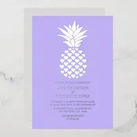 Soft Lilac & Silver Tropical Pineapple Wedding Foil Invitation