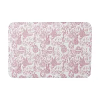 Magenta and White Easter Bunnies and Eggs Bath Mat