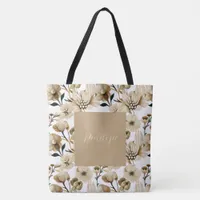 Watercolor Pretty Floral Tote Bag