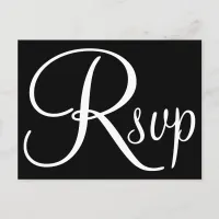 Black and White Calligraphy RSVP Invitation Postcard