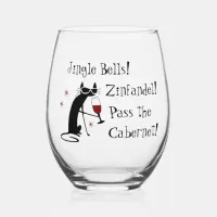 Jingle Bells Funny Christmas Stemless Wine Glass