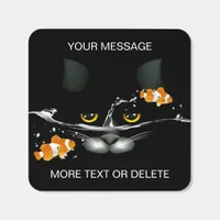 Black Cat Behind the Fish Bowl Square Sticker