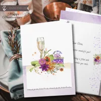 Vibrant Watercolor Champagne and Gift Box Birthday Card